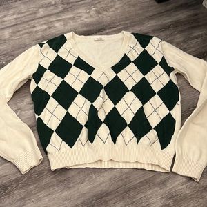 Brandy Melville, John Galt, long sleeve crop argyle sweater